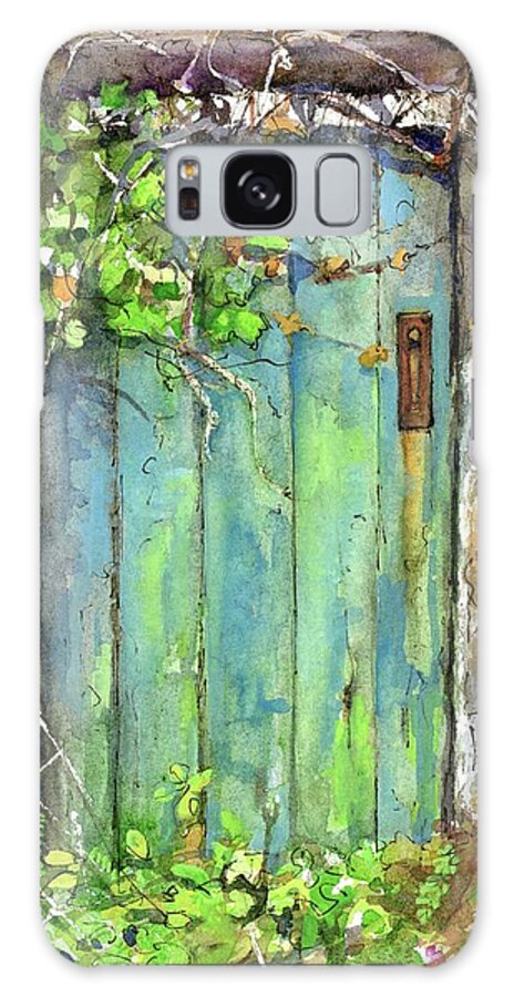 Garden Gate Galaxy Case featuring the painting The Old Garden Gate by Rebecca Matthews