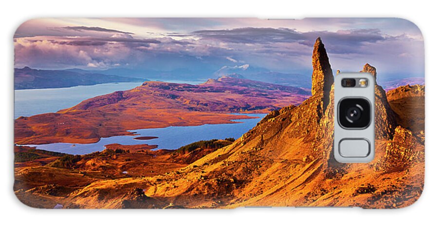 Old Man Of Storr Galaxy Case featuring the photograph Old Man of Storr at sunrise, Isle of Skye by Neale And Judith Clark