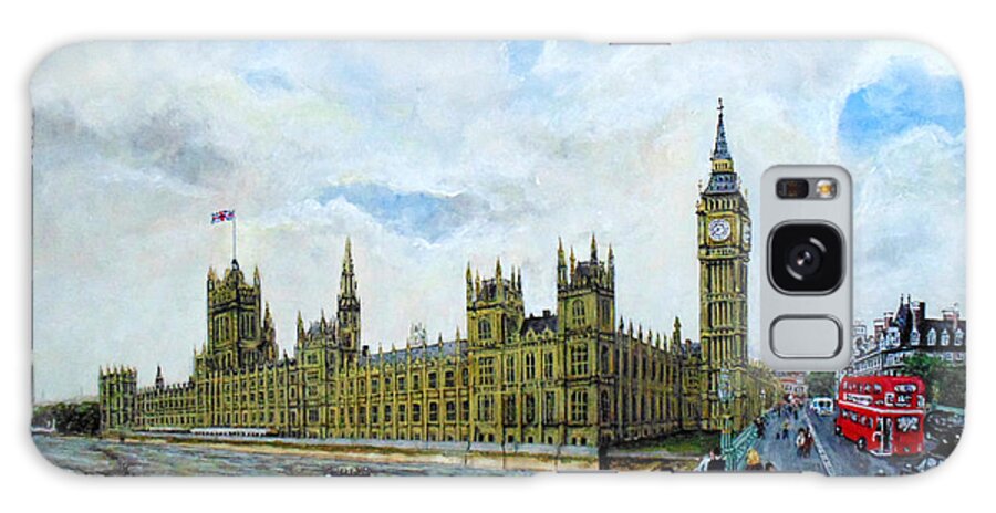 Palace Of Westminster Galaxy Case featuring the painting The Palace Of Westminster And Westminster Bridge London by Mackenzie Moulton