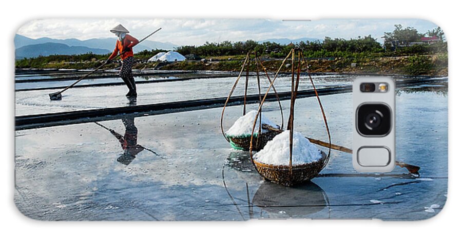 Salt Galaxy Case featuring the photograph The Salt Fields II - Salt Farmers, Vietnam by Earth And Spirit