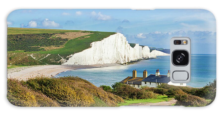 Seven Sisters Cliffs Galaxy Case featuring the photograph The Seven Sisters cliffs and coastguard cottages, South Downs, East Sussex, England by Neale And Judith Clark