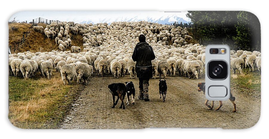 New Zealand Galaxy Case featuring the photograph While Shepherds Watched - High Country Muster, South Island, New Zealand by Earth And Spirit