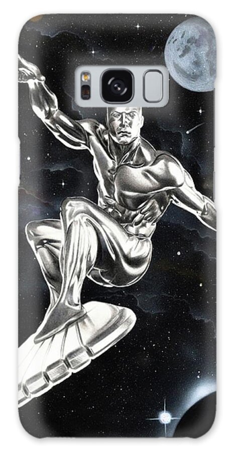 The Silver Surfer Galaxy Case featuring the drawing The Silver Surfer by JPW Artist