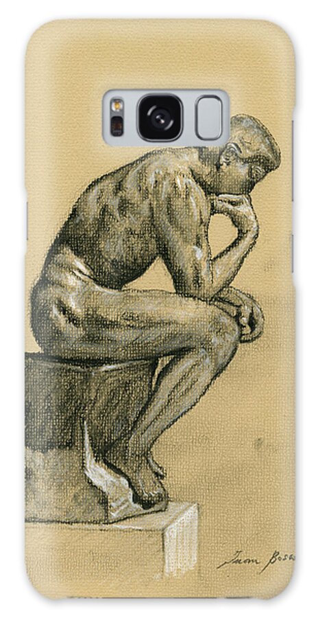 The Thinker Sculpture Galaxy Case featuring the painting The Thinker, Rodin by Juan Bosco