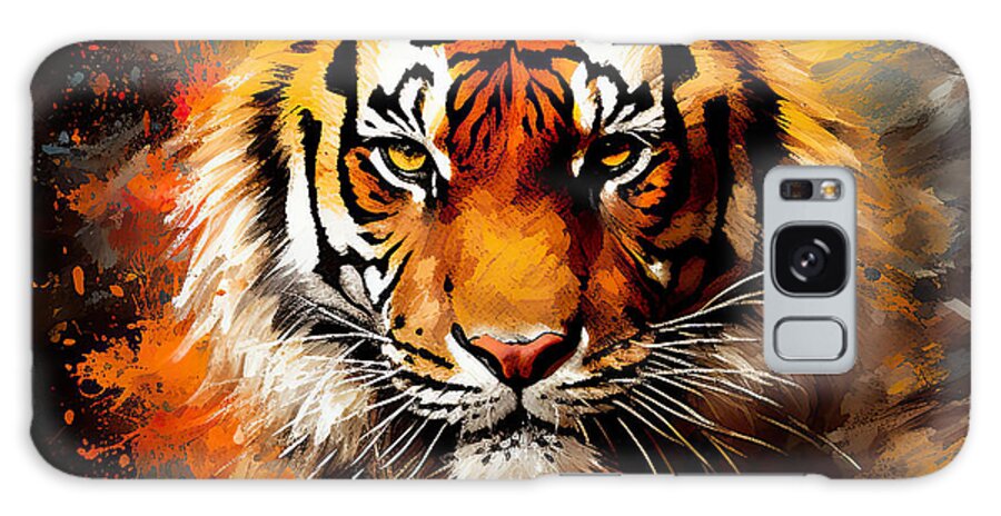 Sumatran Tiger Galaxy Case featuring the digital art The Tiger's Roar - Sumatran Tiger Impressionist Art by Lourry Legarde