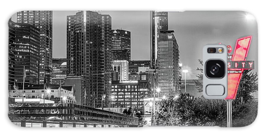 Atlanta Skyline Galaxy Case featuring the photograph The Varsity Neon and Atlanta Skyline - Selective Color 1x1 by Gregory Ballos