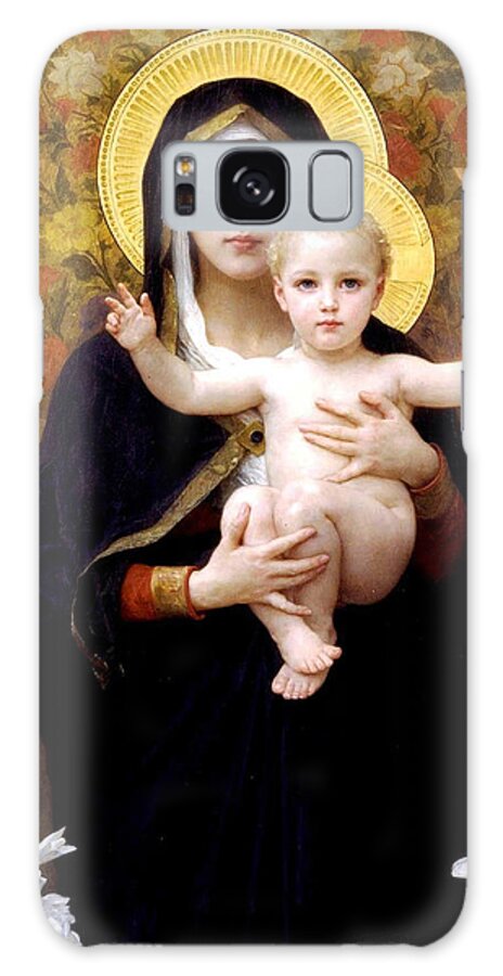 The Virgin Of The Lilies Galaxy Case featuring the digital art The Virgin of the Lilies by William Bouguereau