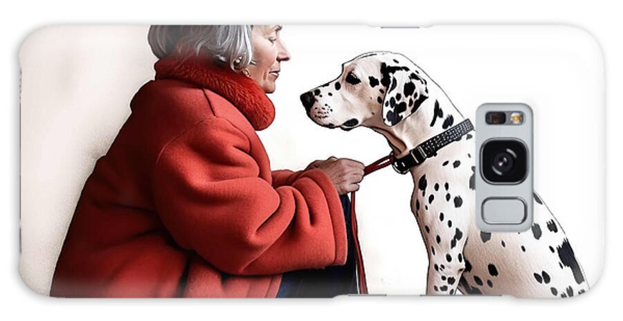 Animal Galaxy Case featuring the painting The woman and her big Dalmatian by N Akkash