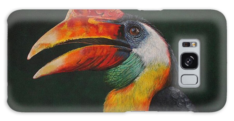 Horn Bill Galaxy Case featuring the painting The Wrinkled Hornbill by Bob Williams