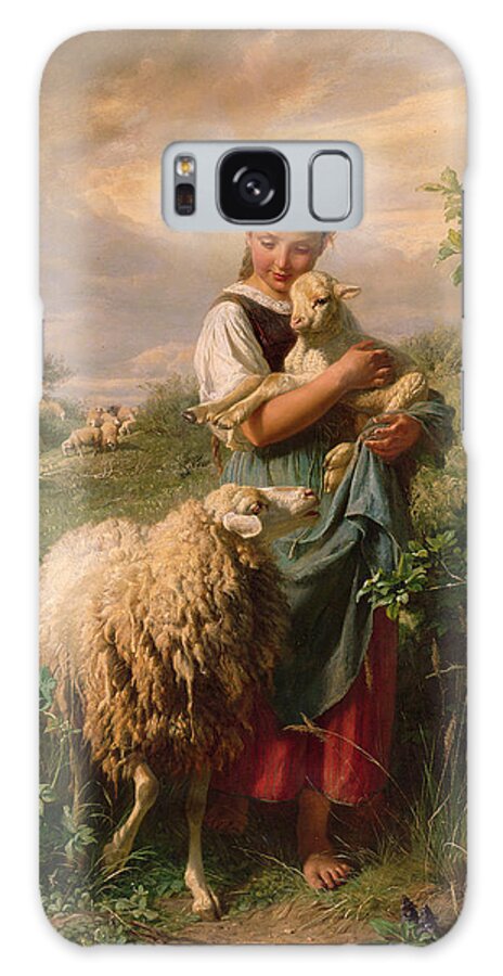 Pastoral Galaxy Case featuring the painting The Shepherdess by Johann Baptist Hofner