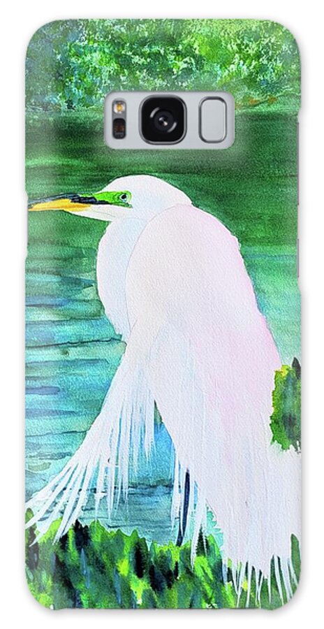 White Egret Galaxy Case featuring the painting The White Queen by Ann Frederick