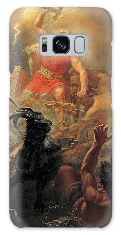 Marten Eskil Winge Galaxy Case featuring the painting Thors Fight with the Giants by Marten Eskil Winge