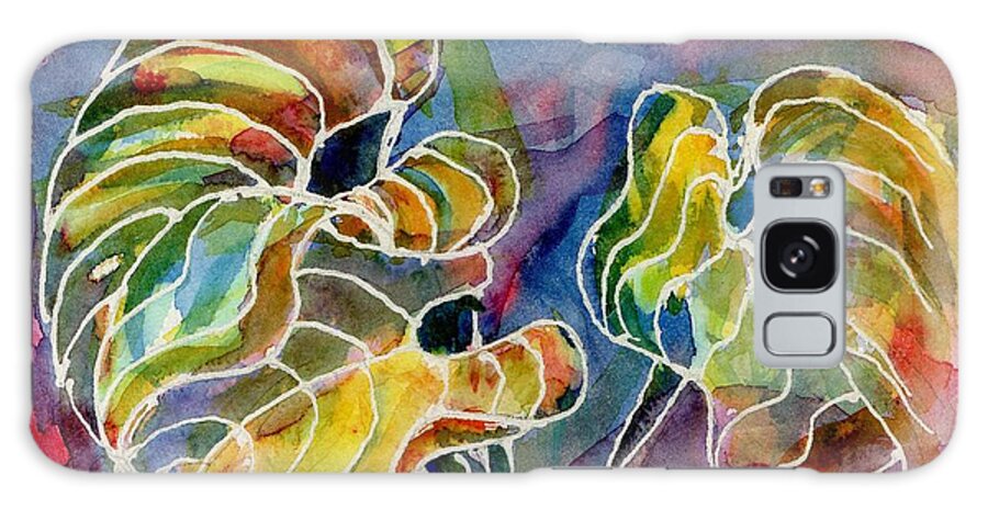 Bright Color Galaxy Case featuring the painting Three Hosta Leaves by Tammy Nara