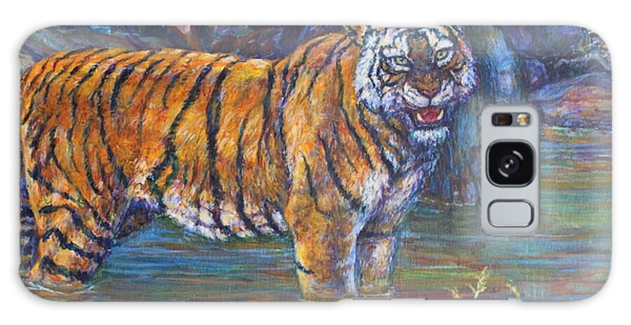 Tiger Galaxy Case featuring the painting Tiger In Cool Water by Veronica Cassell vaz