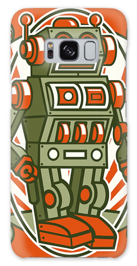 Vintage Galaxy Case featuring the digital art Tin Can Robot by Long Shot