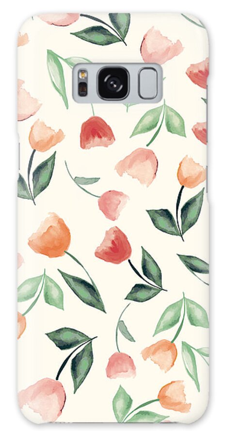 Tulips Galaxy Case featuring the painting Tossed Tulips Pink by Kristye Dudley