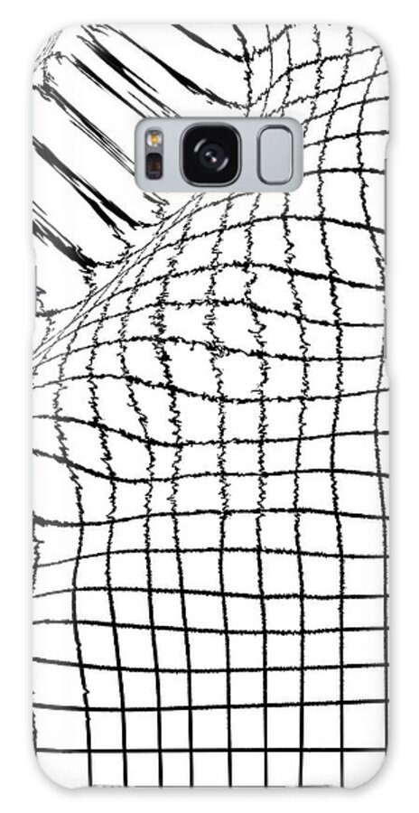 Transience Galaxy Case featuring the mixed media Transience 01 in White - Contemporary Abstract Expressionism - Black and White - Distorted Grid by Studio Grafiikka
