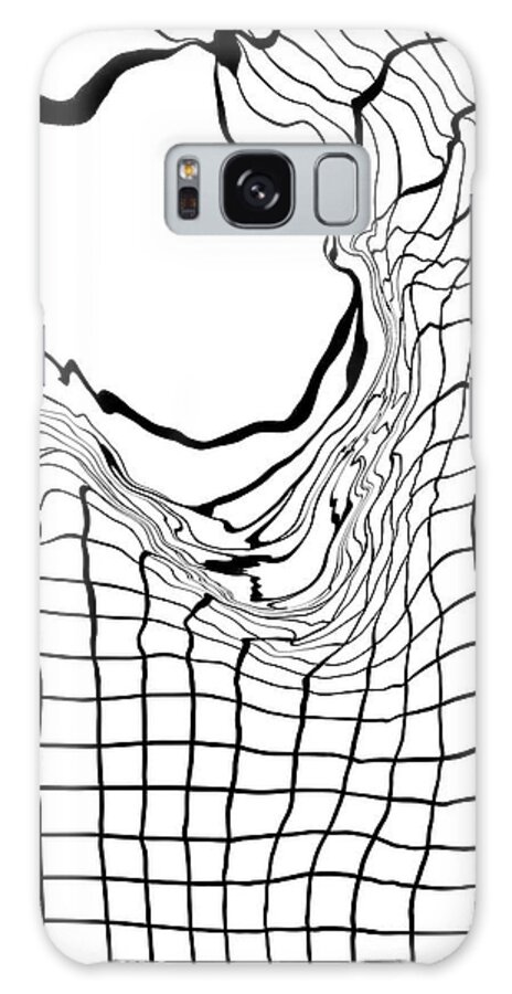 Transience Galaxy Case featuring the mixed media Transience 03 in White - Contemporary Abstract Expressionism - Black and White - Distorted Grid by Studio Grafiikka
