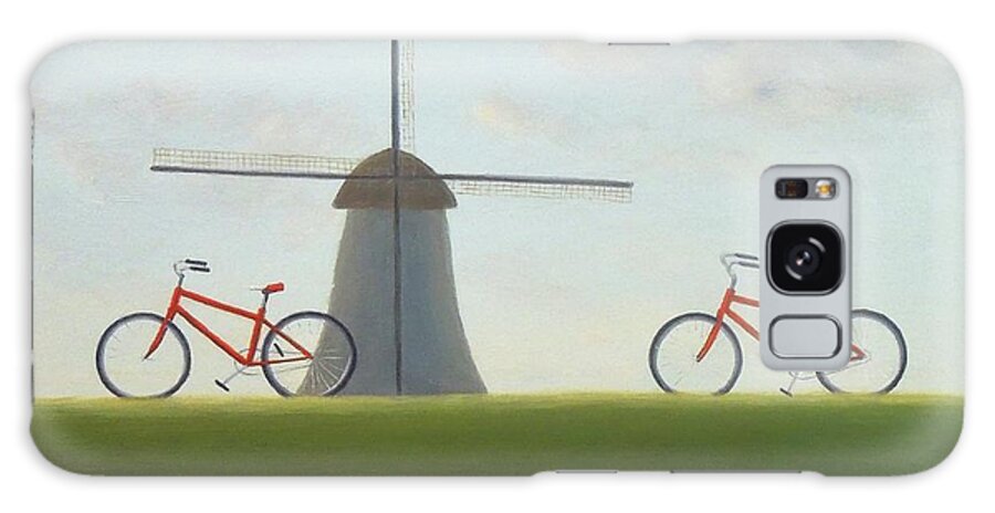 Two Bicycles Galaxy Case featuring the painting Travelling in Holland by Phyllis Andrews