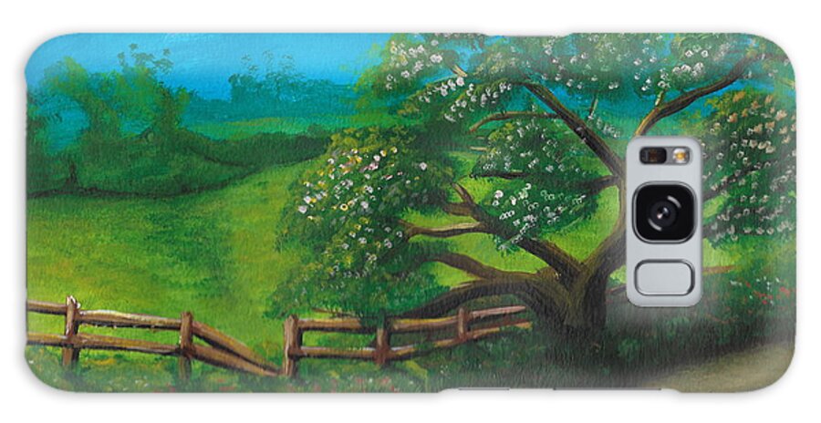 Gravel Road Galaxy Case featuring the painting Tree by lane by David Bigelow