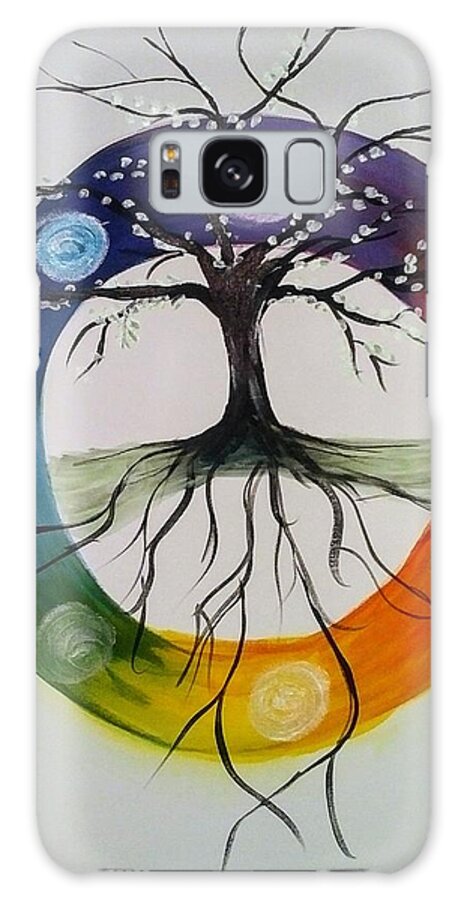 Tree Of Life Galaxy Case featuring the painting Tree of Life Chakras by Lynne McQueen