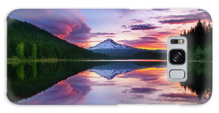 Trillium Lake Galaxy Case featuring the photograph Trillium Lake Sunrise by Darren White