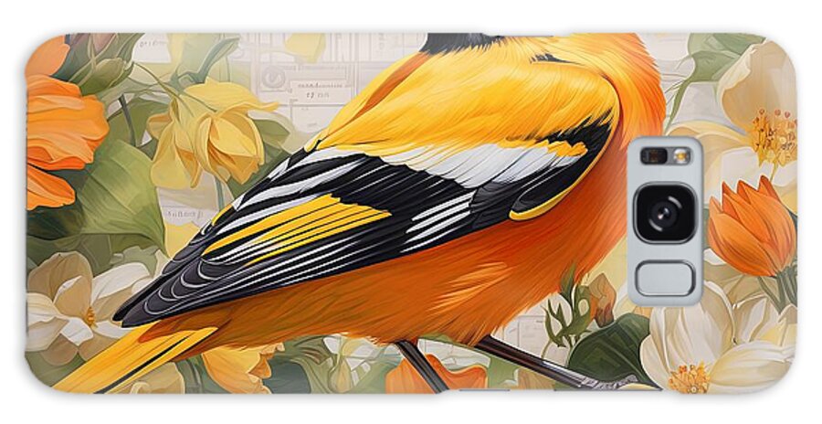 Baltimore Oriole Galaxy Case featuring the painting Tropical Elegance - Vibrant Oriole Art by Lourry Legarde
