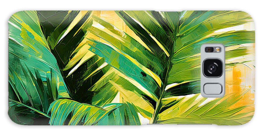 Tropical Leaves Galaxy Case featuring the digital art Tropical Leaves by Lourry Legarde