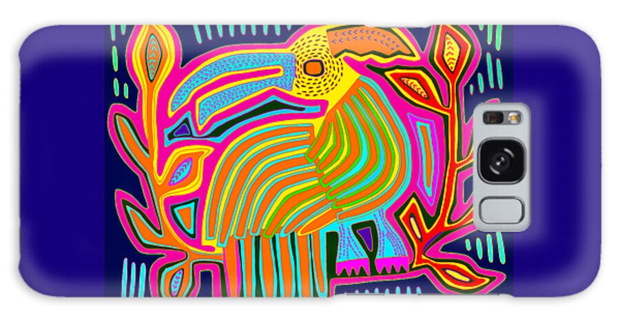 Pajaro Galaxy Case featuring the digital art Tropical Pajaro Mola by Vagabond Folk Art - Virginia Vivier