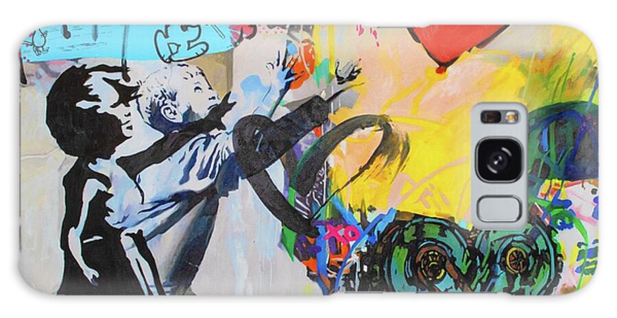 Banksy Galaxy Case featuring the painting Trouble with Balloon - Banksy Hommage by Felix Von Altersheim