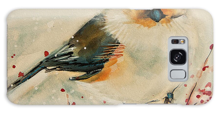 Blue Titmouse Galaxy Case featuring the painting Tufted Blue Titmouse by Jani Freimann