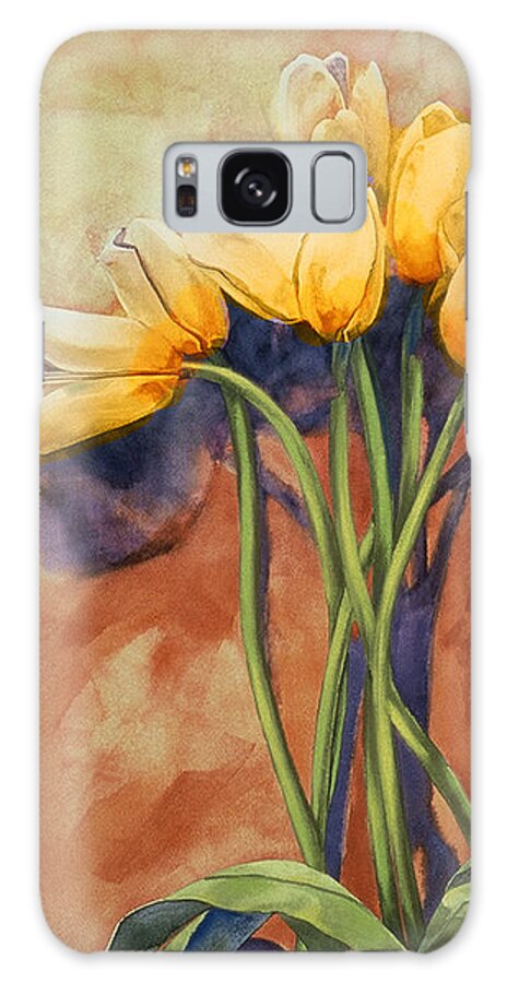 Yellow Tulips Galaxy Case featuring the painting Tulips by Cathy Locke