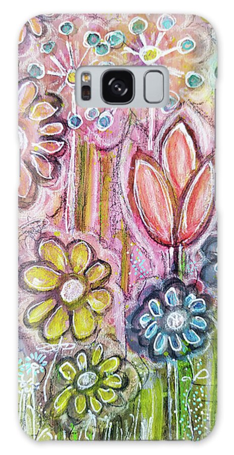 Tulip Galaxy Case featuring the mixed media Tulips Queendom by Mimulux Patricia No