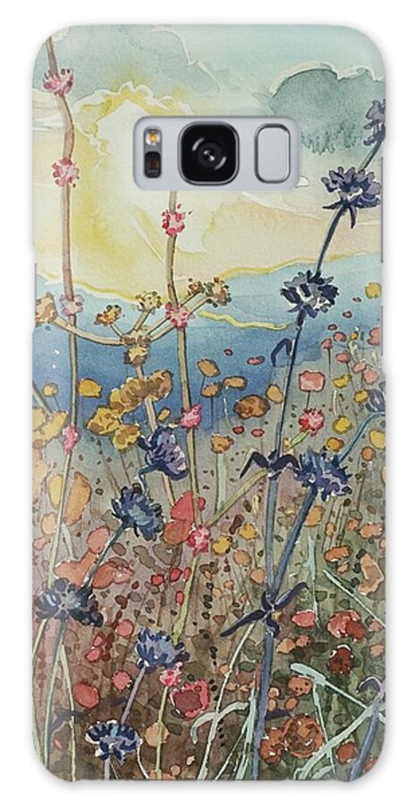 Malibou Lake Galaxy Case featuring the painting Tuna Canyon Flowers by Luisa Millicent