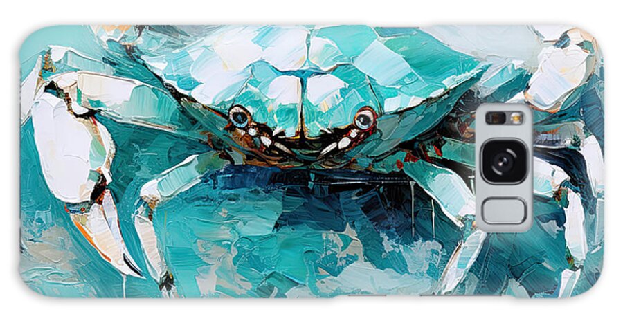 Seashell Galaxy Case featuring the painting Turquoise and White Crab - Turquoise and White Art by Lourry Legarde