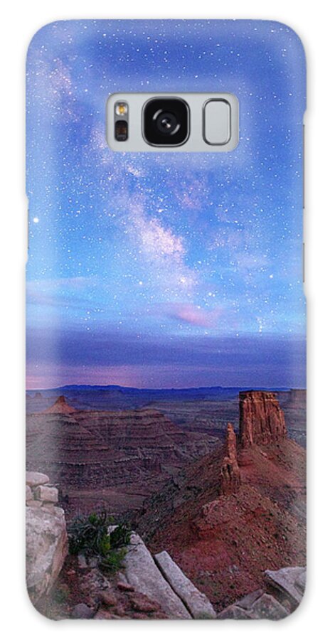 Canyonlands Southwest Desert Colorado Plateau Moab Utah Sunset Blm Galaxy Case featuring the photograph Twilight Milky Way at Marlboro Point by Dan Norris
