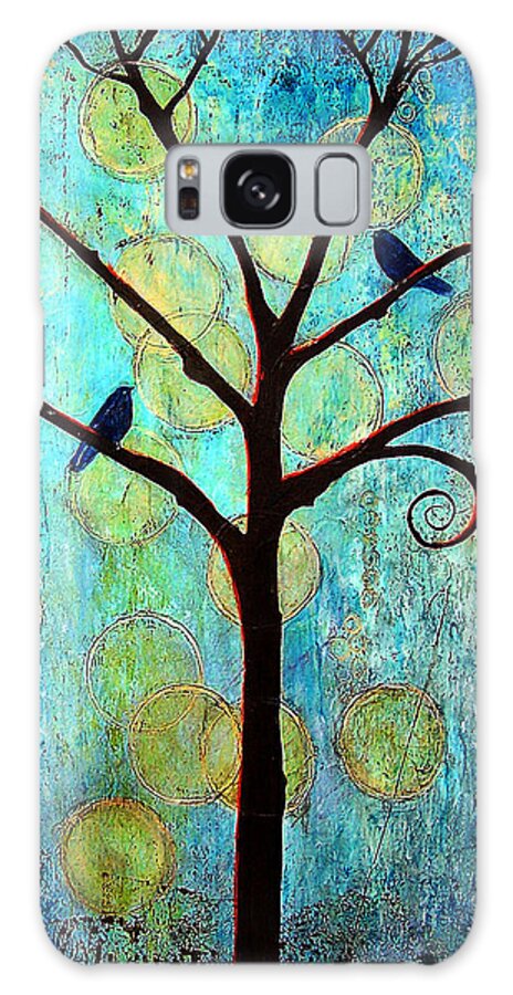 Black Birds Galaxy Case featuring the painting Twilight Tree of Life by Blenda Studio