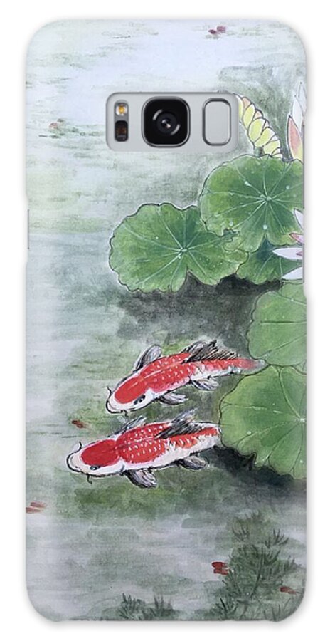 Lake Galaxy Case featuring the painting Fishes Joy - 2 by Carmen Lam