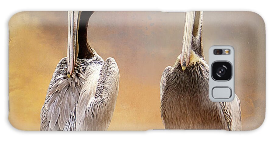 Pelicans Galaxy Case featuring the digital art Two Pelicans by Linda Lee Hall
