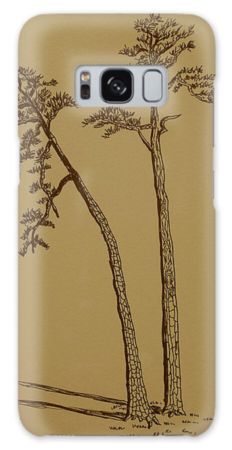 Ink Galaxy Case featuring the mixed media Two Pines by Mike Kling