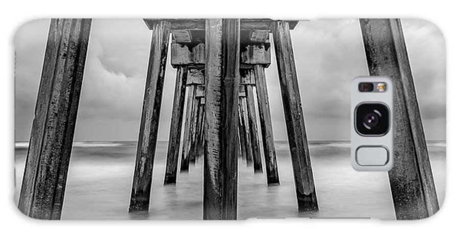 Panama City Beach Galaxy Case featuring the photograph Under The Russell Fields Pier Panorama - Panama City Beach Monochrome by Gregory Ballos