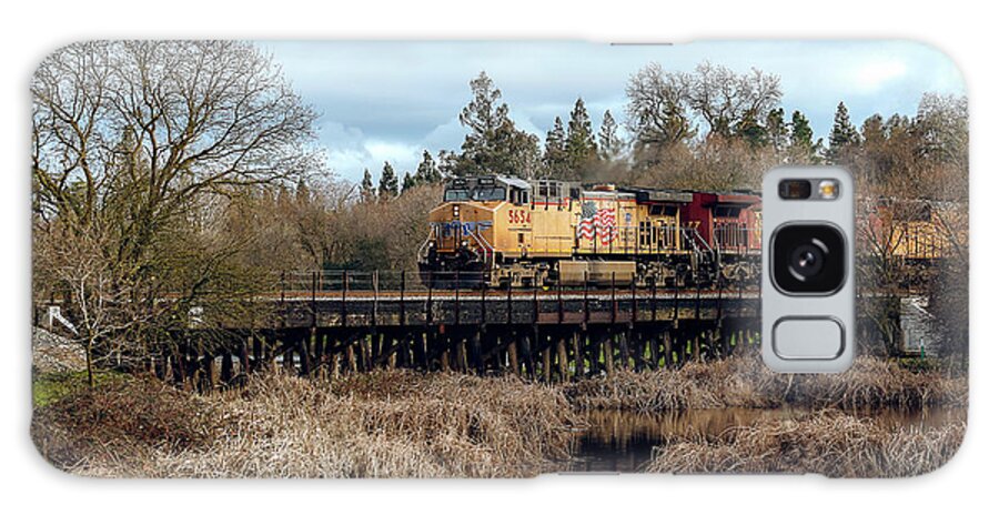 Trains Galaxy Case featuring the photograph Union Pacific Locomotive with Canadian Pacific by Gary Geddes