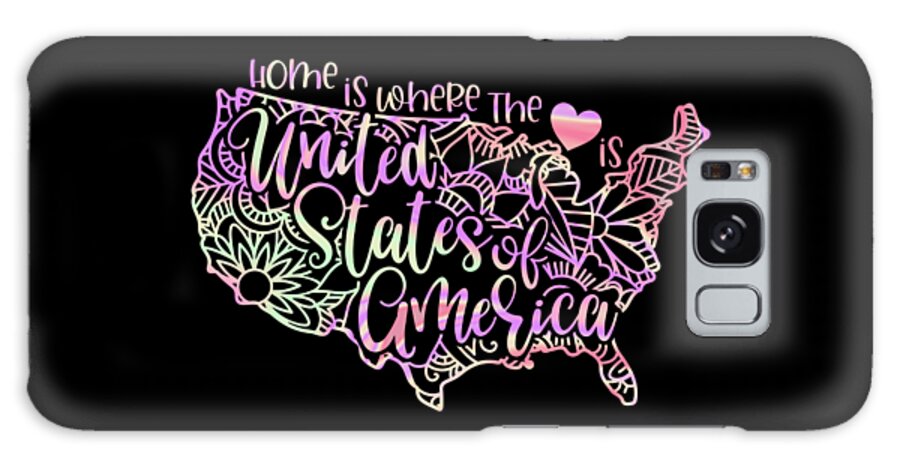 America Galaxy Case featuring the digital art United States of America Holographic Mandala Maps by Sambel Pedes