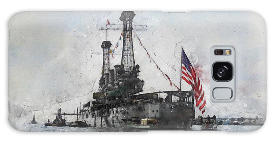 United States Navy Galaxy Case featuring the digital art USS Connecticut 1904 by Geir Rosset