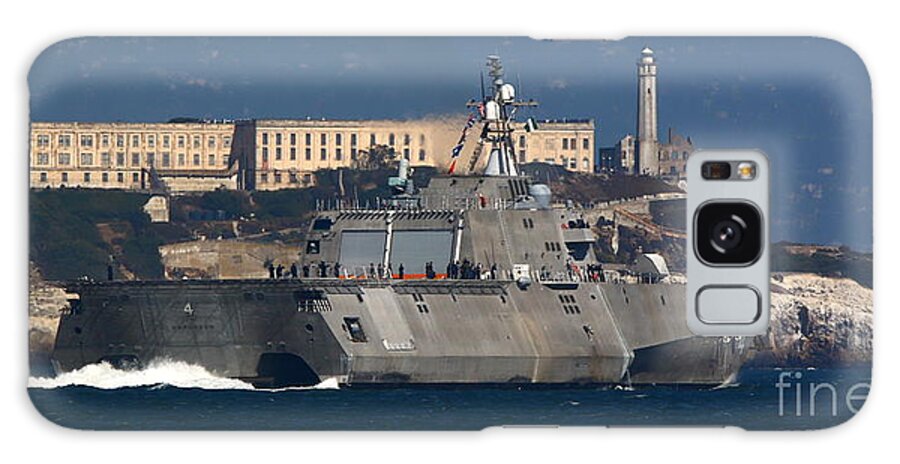 Uss Coronado (lcs 4) Galaxy Case featuring the photograph USS Coronado Steams past Alcatraz by Tony Lee