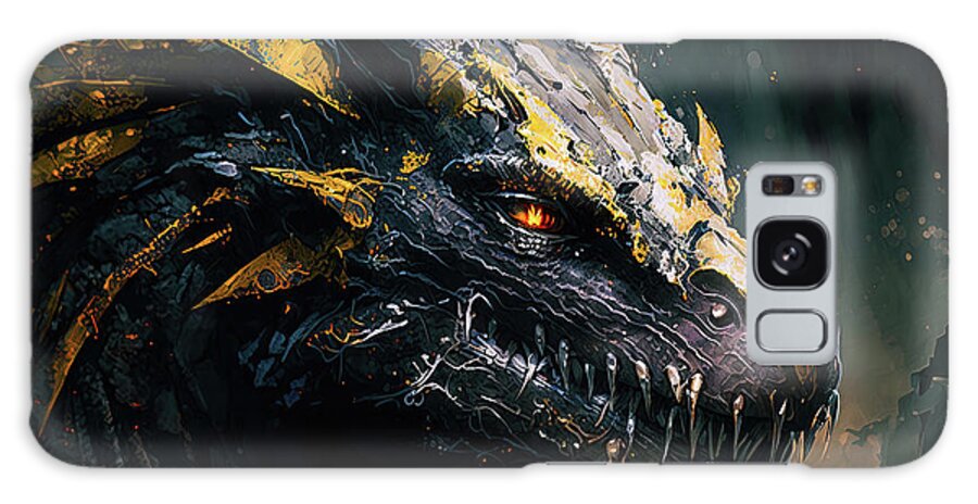 Dragon Galaxy Case featuring the painting Vagahr the Black Dragon, 02 by AM FineArtPrints
