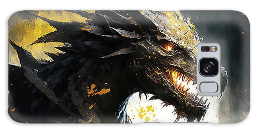 Dragon Galaxy Case featuring the painting Vagahr the Black Dragon, 03 by AM FineArtPrints