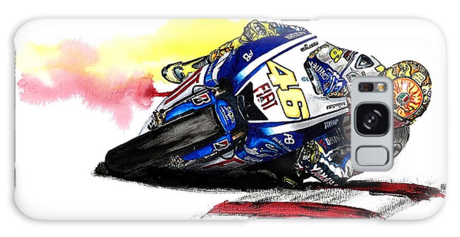 The Doctor Galaxy Case featuring the painting Valentino Rossi The Doctor - an Original Watercolor Painting by Moospeed Art