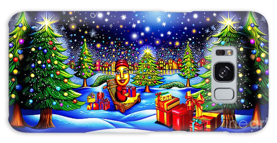 Christmas Galaxy Case featuring the digital art Very colorful Christmas greeting card, special Christmas atmosphere in the park. by Odon Czintos
