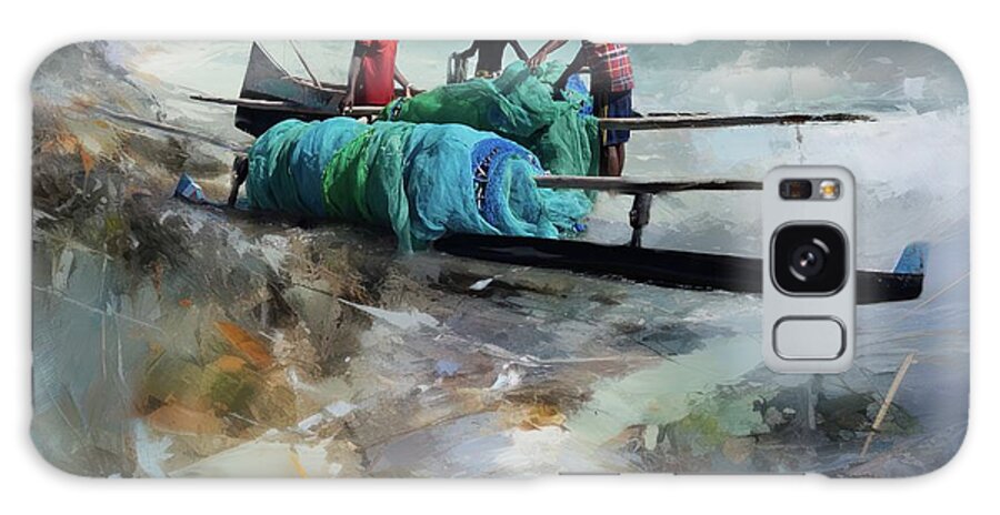 Fishermen Galaxy Case featuring the mixed media Vezo Fishermen by Eva Lechner